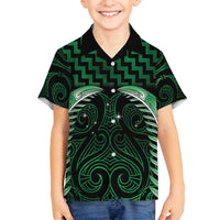Green Matariki New Zealand Family Matching Off Shoulder Maxi Dress and Hawaiian Shirt Maori Poutama Galaxy Vibes