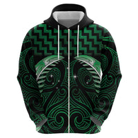 Green Matariki New Zealand Hoodie Maori Poutama Galaxy Vibes