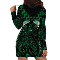 Green Matariki New Zealand Hoodie Dress Maori Poutama Galaxy Vibes