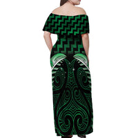 Green Matariki New Zealand Off Shoulder Maxi Dress Maori Poutama Galaxy Vibes