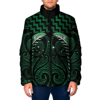 Green Matariki New Zealand Padded Jacket Maori Poutama Galaxy Vibes - Polynesian Pride