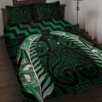 Green Matariki New Zealand Quilt Bed Set Maori Poutama Galaxy Vibes
