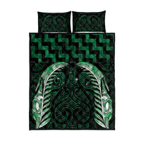 Green Matariki New Zealand Quilt Bed Set Maori Poutama Galaxy Vibes
