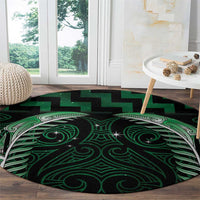 Green Matariki New Zealand Round Carpet Maori Poutama Galaxy Vibes