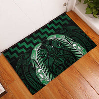Green Matariki New Zealand Rubber Doormat Maori Poutama Galaxy Vibes