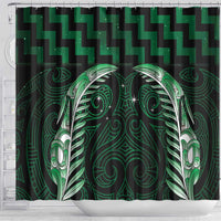 Green Matariki New Zealand Shower Curtain Maori Poutama Galaxy Vibes
