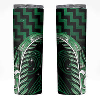 Green Matariki New Zealand Skinny Tumbler Maori Poutama Galaxy Vibes