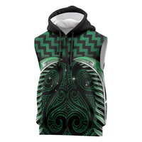 Green Matariki New Zealand Sleeveless Zip Hoodie Maori Poutama Galaxy Vibes - Polynesian Pride