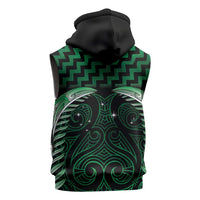 Green Matariki New Zealand Sleeveless Zip Hoodie Maori Poutama Galaxy Vibes - Polynesian Pride