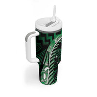 Green Matariki New Zealand Tumbler With Handle Maori Poutama Galaxy Vibes