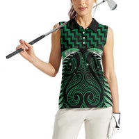 Green Matariki New Zealand Women Sleeveless Polo Shirt Maori Poutama Galaxy Vibes