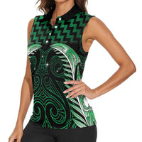Green Matariki New Zealand Women Sleeveless Polo Shirt Maori Poutama Galaxy Vibes