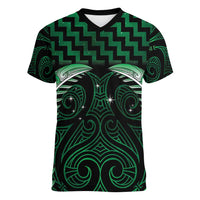 Green Matariki New Zealand Women V-Neck T-Shirt Maori Poutama Galaxy Vibes
