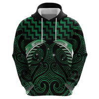 Green Matariki New Zealand Zip Hoodie Maori Poutama Galaxy Vibes