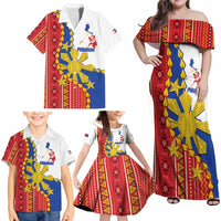 Philippines Independence Day Family Matching Off Shoulder Maxi Dress and Hawaiian Shirt Pilipinas Sun Stars Igorot Pattern
