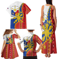 Philippines Independence Day Family Matching Tank Maxi Dress and Hawaiian Shirt Pilipinas Sun Stars Igorot Pattern