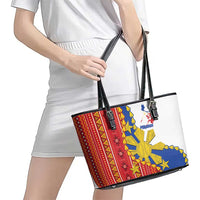 Philippines Independence Day Leather Tote Bag Pilipinas Sun Stars Igorot Pattern