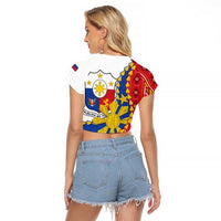 Philippines Independence Day Raglan Cropped T Shirt Pilipinas Sun Stars Igorot Pattern