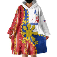 Philippines Independence Day Wearable Blanket Hoodie Pilipinas Sun Stars Igorot Pattern