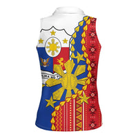 Philippines Independence Day Women Sleeveless Polo Shirt Pilipinas Sun Stars Igorot Pattern