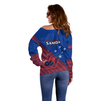 Samoa Football Off Shoulder Sweater Samoan Coat Of Arm Polynesian Sporty Style LT14 - Polynesian Pride