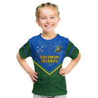 Personalised Solomon Islands Football Kid T Shirt Polynesian Pattern Sporty Style LT14 Green - Polynesian Pride