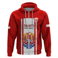 Custom Tahitian Football Hoodie Tahiti Coat of Arm Polynesian Sporty Style LT14 Zip Hoodie Red - Polynesian Pride