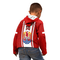 Personalised Tahitian Football Kid Hoodie Tahiti Coat Of Arm Polynesian Sporty Style LT14 - Polynesian Pride