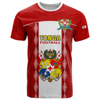 Custom Tonga Football T Shirt Tongan Ngatu Pattern Sporty Style LT14 Red - Polynesian Pride
