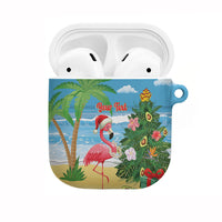 Flamingo Hawaii Summer Christmas Personalized AirPods Case Mele Kalikimaka Beachy Vibes