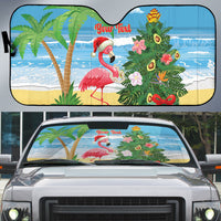 Flamingo Hawaii Summer Christmas Personalized Auto Sun Shade Mele Kalikimaka Beachy Vibes