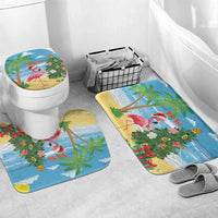 Flamingo Hawaii Summer Christmas Personalized Bathroom Set Mele Kalikimaka Beachy Vibes