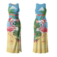 Flamingo Hawaii Summer Christmas Personalized Couples Matching Tank Maxi Dress and Long Sleeve Button Shirt Mele Kalikimaka Beachy Vibes LT14 - Polynesian Pride