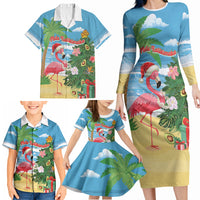 Flamingo Hawaii Summer Christmas Personalized Family Matching Long Sleeve Bodycon Dress and Hawaiian Shirt Mele Kalikimaka Beachy Vibes LT14 - Polynesian Pride