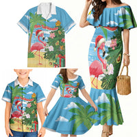 Flamingo Hawaii Summer Christmas Personalized Family Matching Mermaid Dress and Hawaiian Shirt Mele Kalikimaka Beachy Vibes LT14 - Polynesian Pride