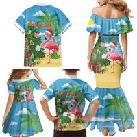 Flamingo Hawaii Summer Christmas Personalized Family Matching Mermaid Dress and Hawaiian Shirt Mele Kalikimaka Beachy Vibes