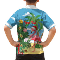 Flamingo Hawaii Summer Christmas Personalized Family Matching Off Shoulder Maxi Dress and Hawaiian Shirt Mele Kalikimaka Beachy Vibes