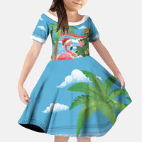 Flamingo Hawaii Summer Christmas Personalized Family Matching Off Shoulder Maxi Dress and Hawaiian Shirt Mele Kalikimaka Beachy Vibes