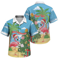 Flamingo Hawaii Summer Christmas Personalized Family Matching Off Shoulder Maxi Dress and Hawaiian Shirt Mele Kalikimaka Beachy Vibes LT14 Son's Shirt Blue - Polynesian Pride