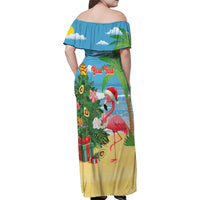 Flamingo Hawaii Summer Christmas Personalized Family Matching Off Shoulder Maxi Dress and Hawaiian Shirt Mele Kalikimaka Beachy Vibes