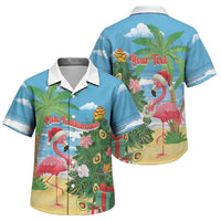 Flamingo Hawaii Summer Christmas Personalized Family Matching Off Shoulder Short Dress and Hawaiian Shirt Mele Kalikimaka Beachy Vibes LT14 Son's Shirt Blue - Polynesian Pride
