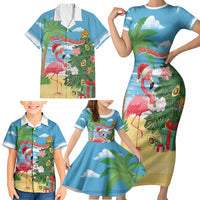 Flamingo Hawaii Summer Christmas Personalized Family Matching Short Sleeve Bodycon Dress and Hawaiian Shirt Mele Kalikimaka Beachy Vibes LT14 - Polynesian Pride