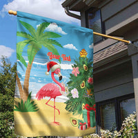 Flamingo Hawaii Summer Christmas Personalized Garden Flag Mele Kalikimaka Beachy Vibes