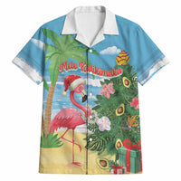 Flamingo Hawaii Summer Christmas Personalized Hawaiian Shirt Mele Kalikimaka Beachy Vibes LT14 Blue - Polynesian Pride