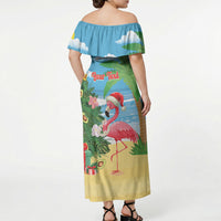 Flamingo Hawaii Summer Christmas Personalized Off Shoulder Maxi Dress Mele Kalikimaka Beachy Vibes LT14 - Polynesian Pride
