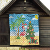 Flamingo Hawaii Summer Christmas Personalized Quilt Mele Kalikimaka Beachy Vibes