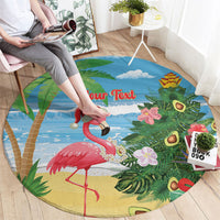 Flamingo Hawaii Summer Christmas Personalized Round Carpet Mele Kalikimaka Beachy Vibes