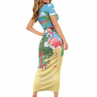 Flamingo Hawaii Summer Christmas Personalized Short Sleeve Bodycon Dress Mele Kalikimaka Beachy Vibes LT14 - Polynesian Pride