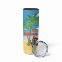 Flamingo Hawaii Summer Christmas Personalized Skinny Tumbler Mele Kalikimaka Beachy Vibes