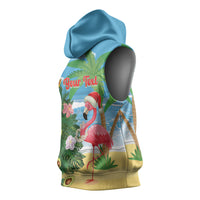 Flamingo Hawaii Summer Christmas Personalized Sleeveless Hoodie Mele Kalikimaka Beachy Vibes